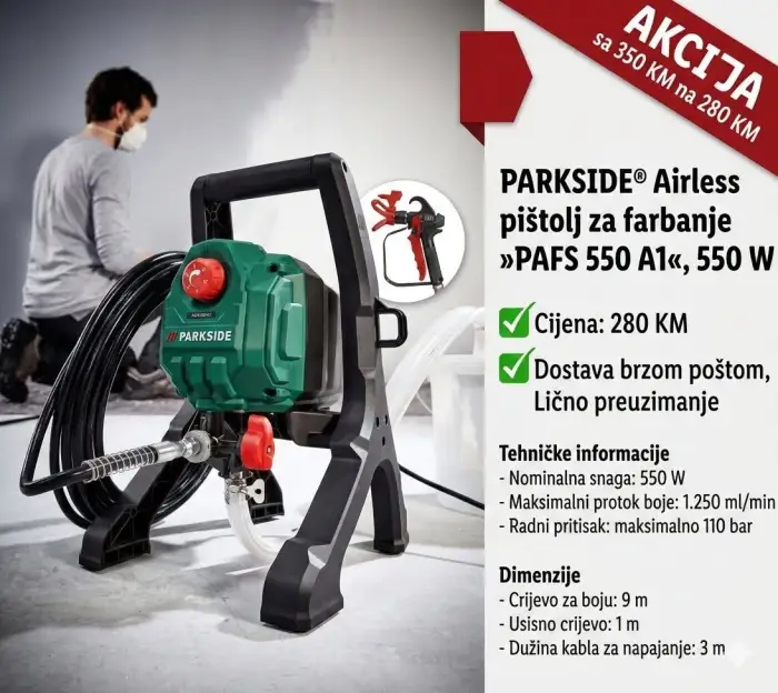 Slika oglasa PARKSIDE® Airless pištolj za farbanje »PAFS 550 A1«, 550 W