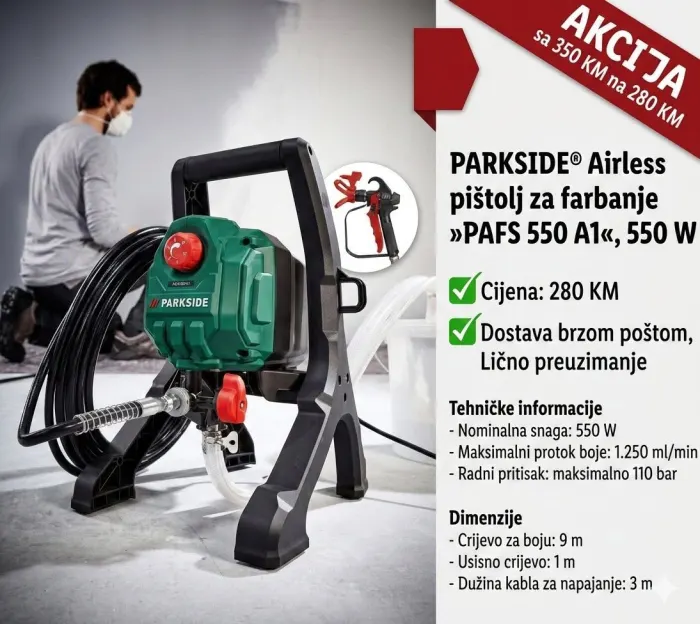 Slika oglasa PARKSIDE® Airless pištolj za farbanje »PAFS 550 A1«, 550 W