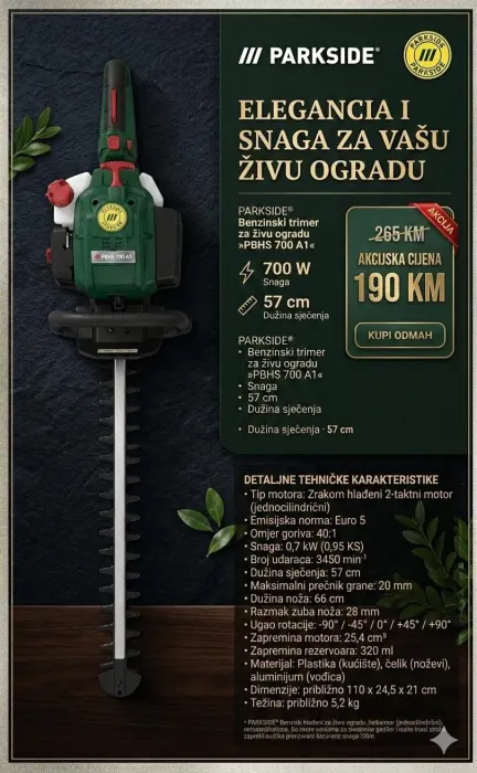 Slika oglasa PARKSIDE® Benzinski trimer za živu ogradu »PBHS 700 A1«, 700 W,